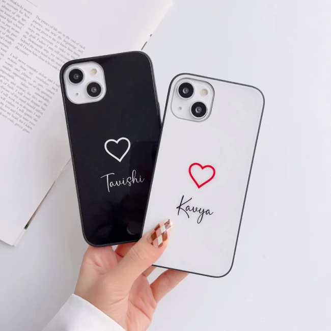 Heart customized name case glass case