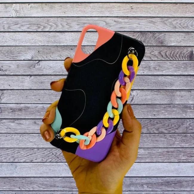 Black Vivid Rainbow Chain Phone Cover