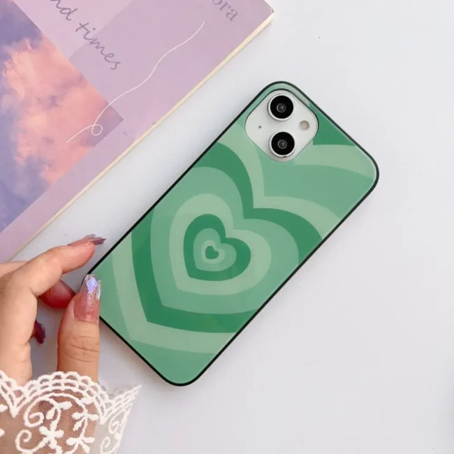 Choco heart green glass case