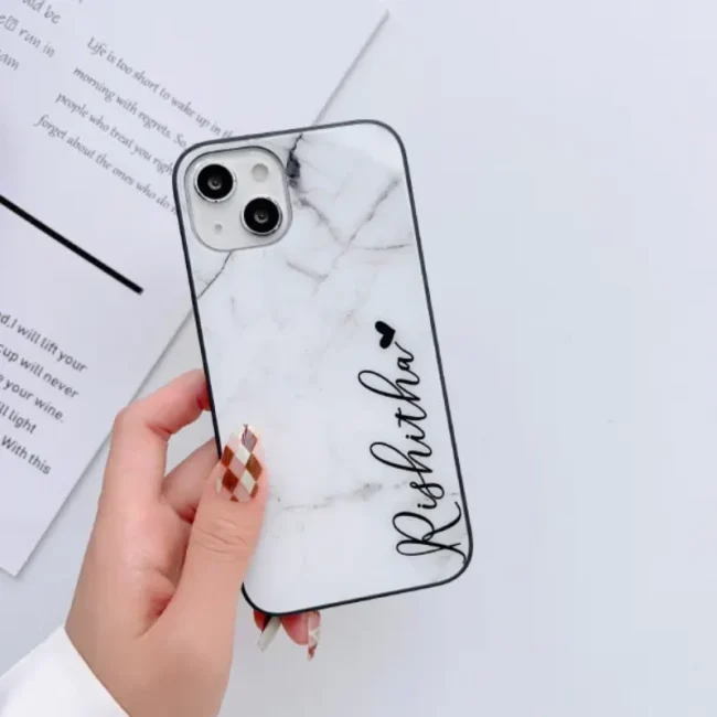 Marble glass case with customize name