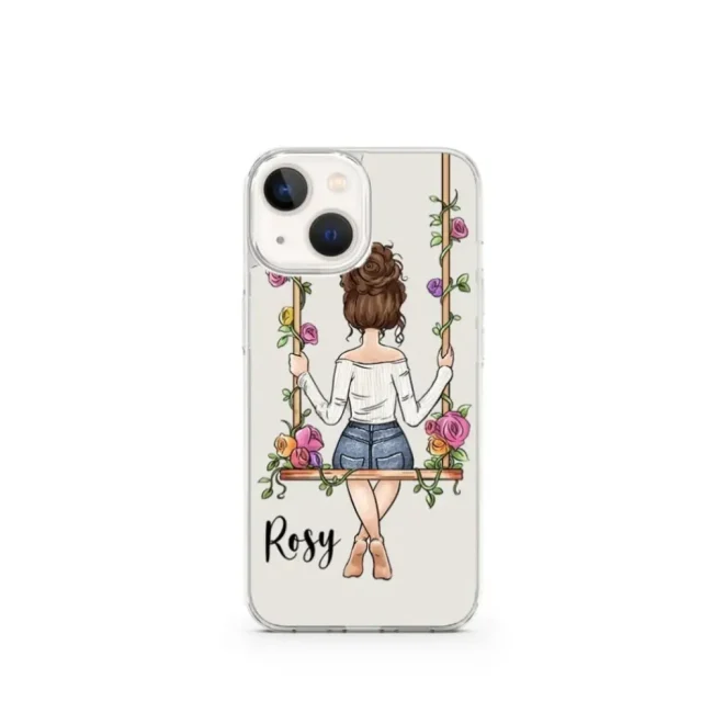 Transparent Silicone case with Name printed Swing girl