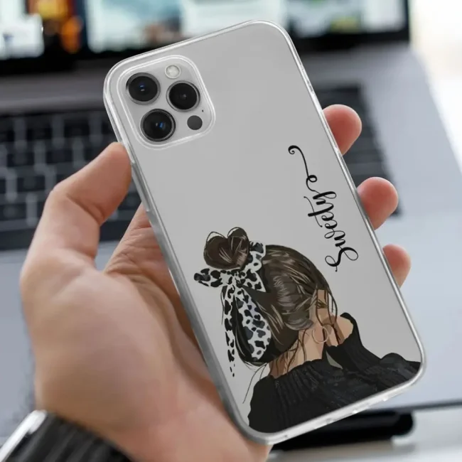 Transparent Silicone case with Name printed girl