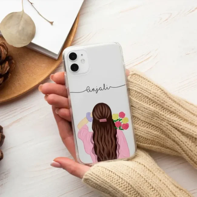 Cute girl pink with name customize silicon case