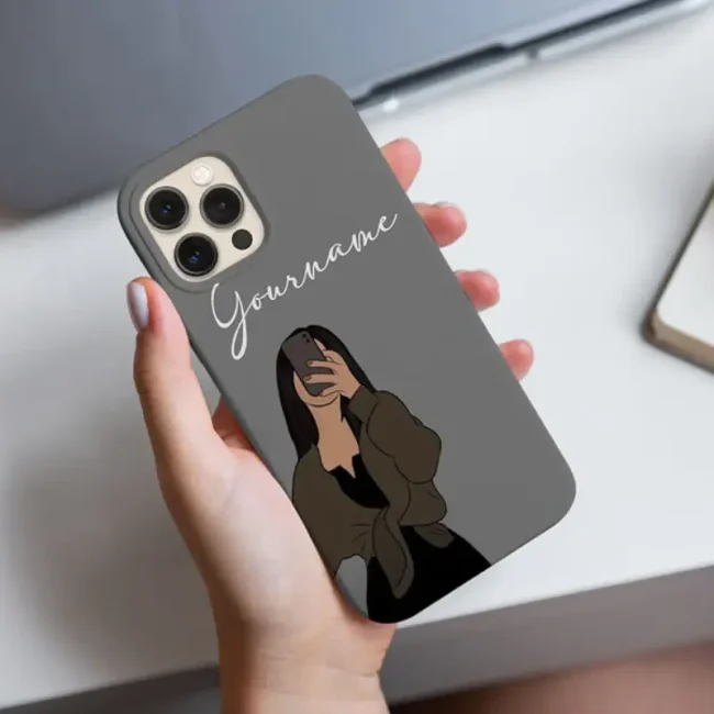 Grey Selfie Girl Illustration Name Cover